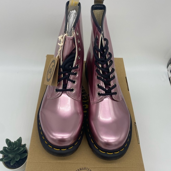 Dr.Martens -Pink Goldmix  1460 Smooth Vegan Leather - Picture 8 of 12